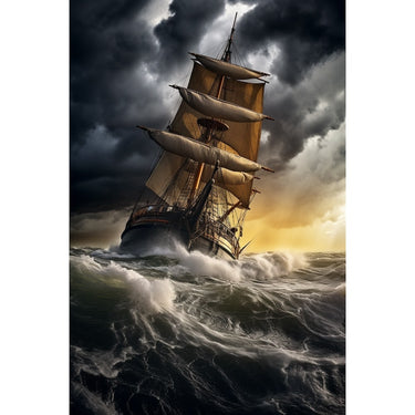 Ship on a Stormy Sea Canvas
